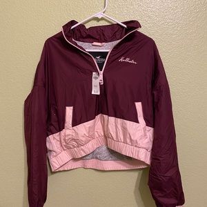 Hollister color block cropped quarter zip